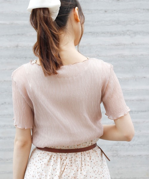 Crisp yours（クリスプユアーズ）の「【WEB限定】クレープシアーブラウス（シャツ/ブラウス・レディース・ブラック/ブルー/アイボリー/ピンクベージュ・FREE）」の15枚目の写真