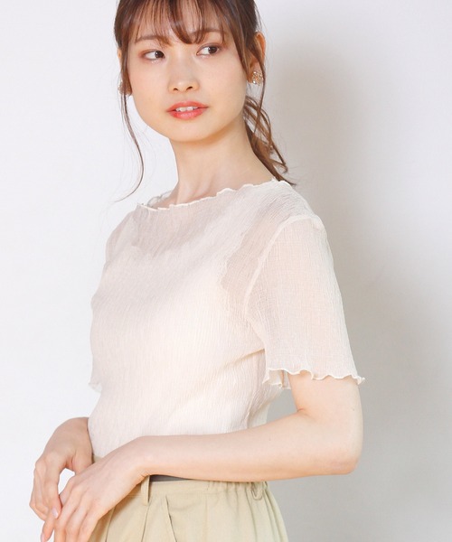 Crisp yours（クリスプユアーズ）の「【WEB限定】クレープシアーブラウス（シャツ/ブラウス・レディース・ブラック/ブルー/アイボリー/ピンクベージュ・FREE）」の18枚目の写真