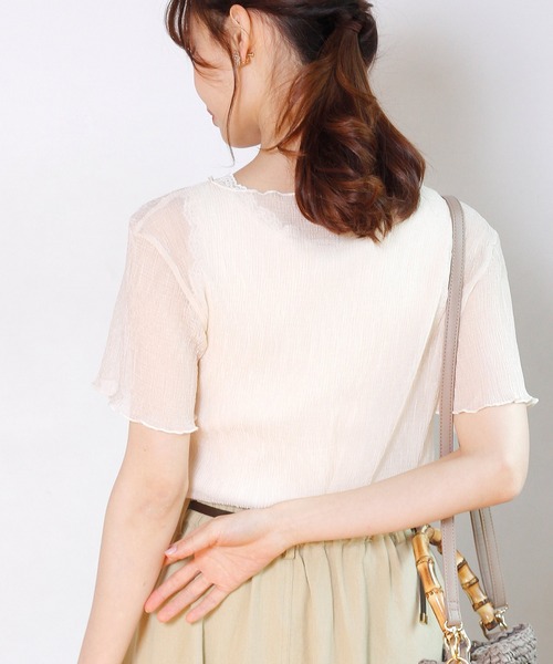 Crisp yours（クリスプユアーズ）の「【WEB限定】クレープシアーブラウス（シャツ/ブラウス・レディース・ブラック/ブルー/アイボリー/ピンクベージュ・FREE）」の19枚目の写真