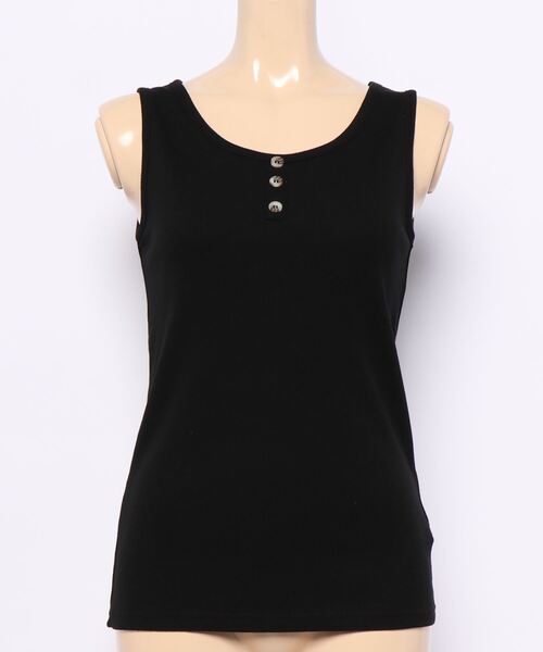 Lugnoncure（ルノンキュール）の「ヘンリーネックタンクトップ（タンクトップ・レディース・モカ/ブルー/ブラック/オフホワイト・ﾌﾘ-）」の3枚目の写真