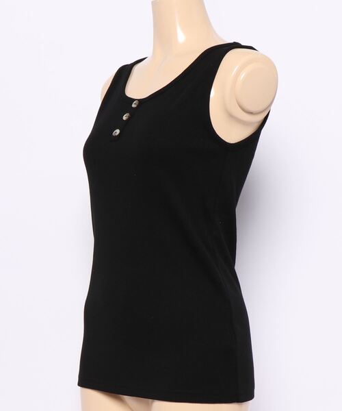 Lugnoncure（ルノンキュール）の「ヘンリーネックタンクトップ（タンクトップ・レディース・モカ/ブルー/ブラック/オフホワイト・ﾌﾘ-）」の5枚目の写真