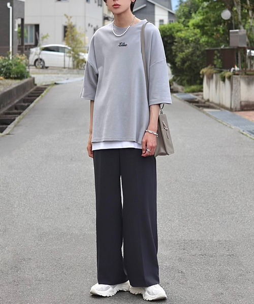 Loose/ルース（ルース）の「スムースコットン ローズロゴ ビッグT（Tシャツ/カットソー・メンズ・ホワイト/ブラック/ブルーグレー・S/M/L）」の9枚目の写真
