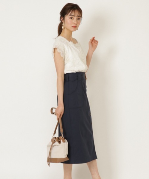 WILLSELECTION（ウィルセレクション）の「ベルト付ツイルタイトスカート（スカート・レディース・ネイビー/ベージュ・MEDIUM/SMALL）」の10枚目の写真