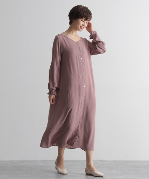 BAYFLOW(ベイフロー)の「【MW SUNRISE(エムダブリューサンライズ)】クレープワンピース(ワンピース・レディース・ピンク/ライトグレー・FREE)」の5枚目の写真