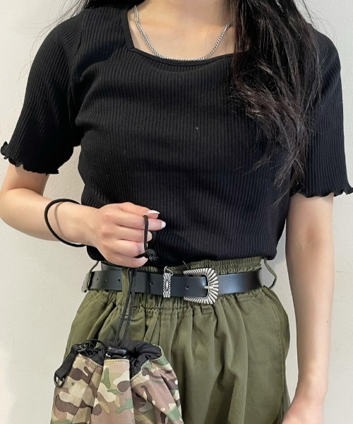 WEGO（ウィゴー）の「WEGO/2WAYメロウリブT（Tシャツ/カットソー・レディース・サックスブルー/ホワイト/ブラック/ライトブラウン・FREE）」の3枚目の写真