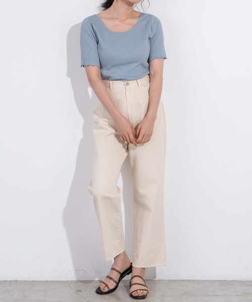 WEGO（ウィゴー）の「WEGO/2WAYメロウリブT（Tシャツ/カットソー・レディース・サックスブルー/ホワイト/ブラック/ライトブラウン・FREE）」の16枚目の写真