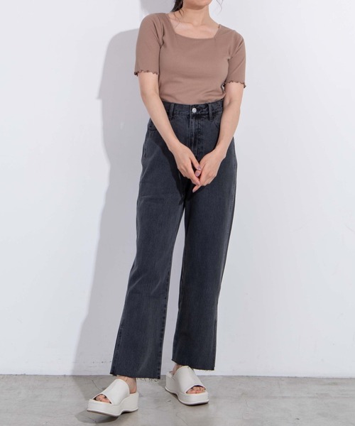 WEGO（ウィゴー）の「WEGO/2WAYメロウリブT（Tシャツ/カットソー・レディース・サックスブルー/ホワイト/ブラック/ライトブラウン・FREE）」の12枚目の写真