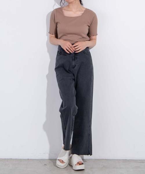 WEGO（ウィゴー）の「WEGO/2WAYメロウリブT（Tシャツ/カットソー・レディース・サックスブルー/ホワイト/ブラック/ライトブラウン・FREE）」の13枚目の写真