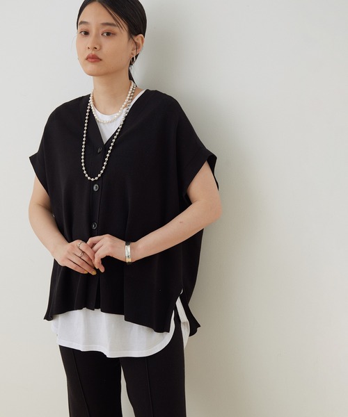 ADAM ET ROPE'(アダムエロペ)の「【セットアップ対応】<SETアイテム>クールUVニットジレセット(Tシャツ/カットソー・レディース・ブラック/クリーム・FREE)」の2枚目の写真