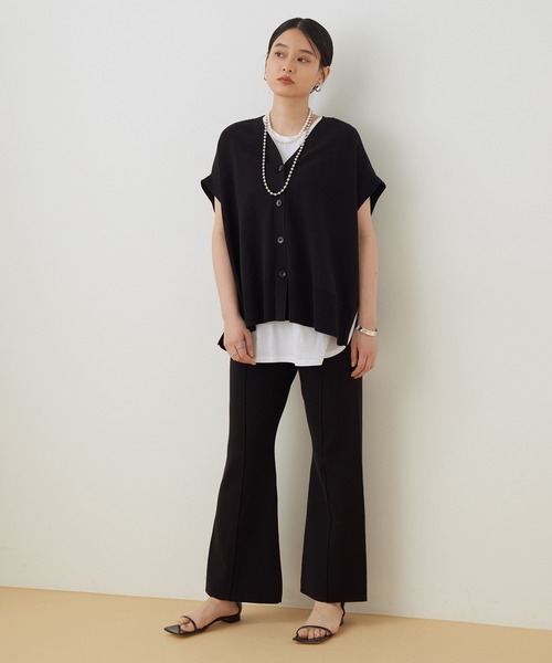 ADAM ET ROPE'(アダムエロペ)の「【セットアップ対応】<SETアイテム>クールUVニットジレセット(Tシャツ/カットソー・レディース・ブラック/クリーム・FREE)」の3枚目の写真