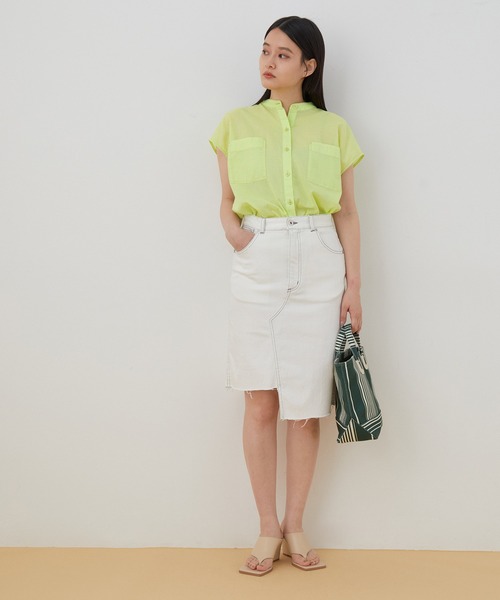ADAM ET ROPE'(アダムエロペ)の「【アウトレット店舗・WEB限定】コクーンバンドカラーシャツ(シャツ/ブラウス・レディース・ホワイト/チャコールグレー/ミント・FREE)」の15枚目の写真