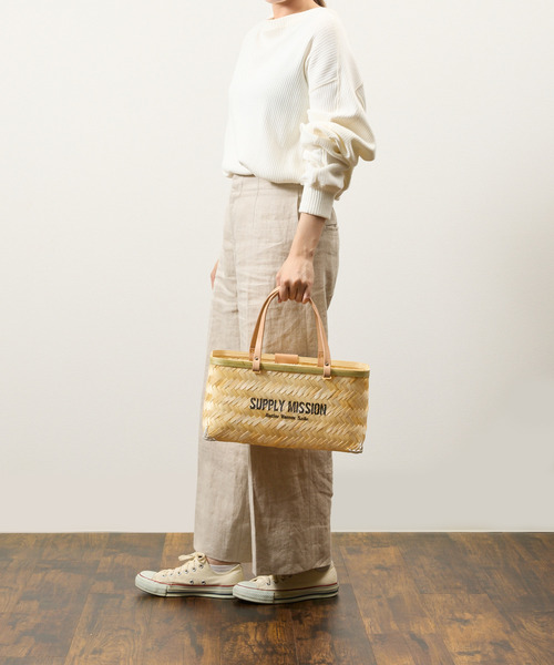 Butler Verner Sails(バトラーヴァーナーセイルス)の「Butler Verner Sails バトラーバーナーセイルズ / バンブー×本革マーケットバスケットSサイズ カゴバッグ / VR-3006(トートバッグ・メンズ・ナチュラル・FREE)」の15枚目の写真