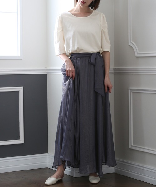 ElegChic(エレグシック)の「タック パフスリーブカットソー(Tシャツ/カットソー・レディース・ブラック/グレイッシュベージュ/オフホワイト・4L/L/XL/XXL/M)」の11枚目の写真