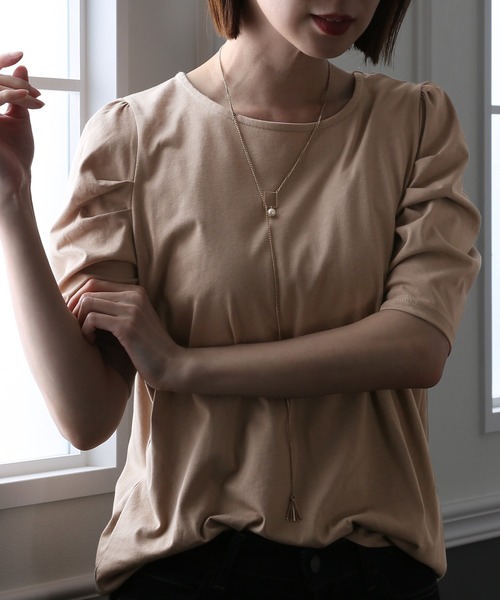 ElegChic(エレグシック)の「タック パフスリーブカットソー(Tシャツ/カットソー・レディース・ブラック/グレイッシュベージュ/オフホワイト・4L/L/XL/XXL/M)」の15枚目の写真