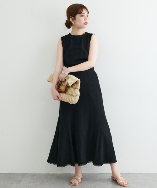 natural couture(ナチュラルクチュール)の「麻混フリンジノースリーブブラウス(シャツ/ブラウス・レディース・ブラック/レッド/アイボリー/イエロー・FREE)」の12枚目の写真