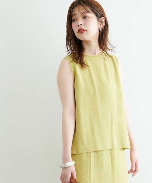 natural couture(ナチュラルクチュール)の「麻混フリンジノースリーブブラウス(シャツ/ブラウス・レディース・ブラック/レッド/アイボリー/イエロー・FREE)」の13枚目の写真