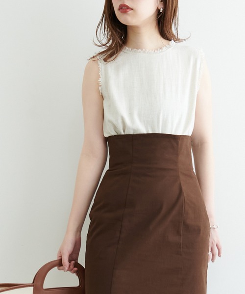 natural couture(ナチュラルクチュール)の「麻混フリンジノースリーブブラウス(シャツ/ブラウス・レディース・ブラック/レッド/アイボリー/イエロー・FREE)」の5枚目の写真