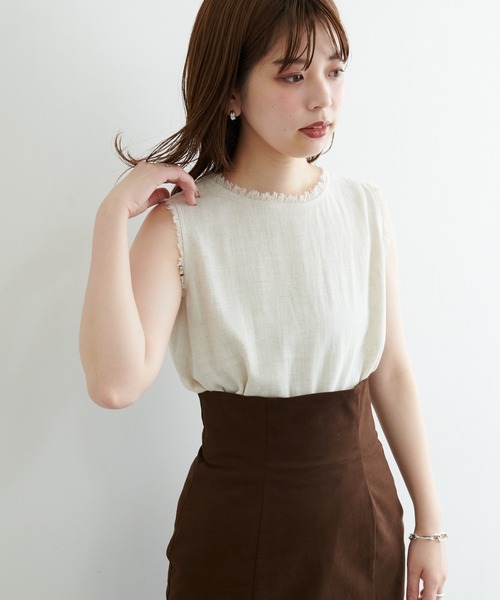 麻ノースリーブブラウス 50%OFF! 麻平織ノースリーブブラウス ELLIFE ONLINE SHOP