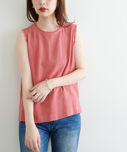 natural couture(ナチュラルクチュール)の「麻混フリンジノースリーブブラウス(シャツ/ブラウス・レディース・ブラック/レッド/アイボリー/イエロー・FREE)」の19枚目の写真