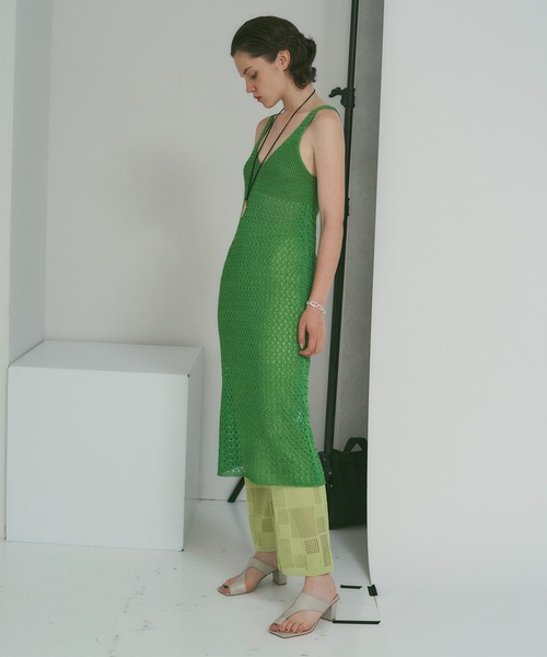 PUBLIC TOKYO（パブリックトウキョウ）の「メッシュキャミワンピース（ワンピース・レディース・ホワイト/ブラウン/グリーン・FREE）」の3枚目の写真