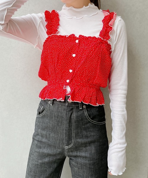 lilLilly（リルリリー）の「ハートプリントキャミトップス（キャミソール・レディース・ホワイト/ブラック/レッド・FREE）」の3枚目の写真