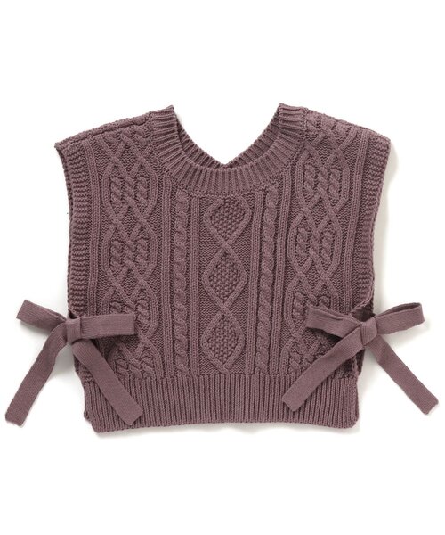 BREEZE（ブリーズ）の「前後2WAYケーブルニットベスト（ニット/セーター・キッズ・パープル/ベージュ・120/100/90/140）」の2枚目の写真
