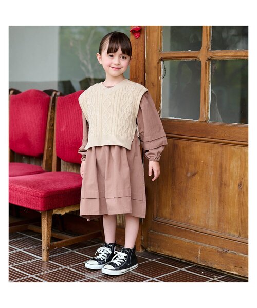 BREEZE（ブリーズ）の「前後2WAYケーブルニットベスト（ニット/セーター・キッズ・パープル/ベージュ・120/100/90/140）」の3枚目の写真