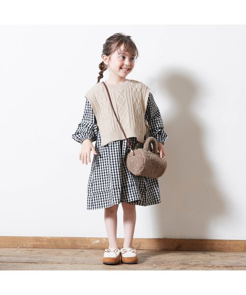 BREEZE（ブリーズ）の「前後2WAYケーブルニットベスト（ニット/セーター・キッズ・パープル/ベージュ・120/100/90/140）」の5枚目の写真