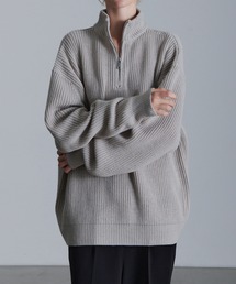 シャギー ルーズハーフジップニット