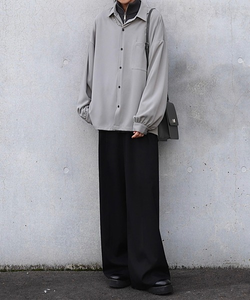 Loose/ルース(ルース)の「シャギー ルーズハーフジップニット(ニット/セーター・メンズ・ブラック/グレイッシュベージュ/マスタード/グレー系その他/ブルー系/チャコールグレー/グレー/ライトグレー/グリーン系/ワインレッド・S/M/L/XS)」の22枚目の写真