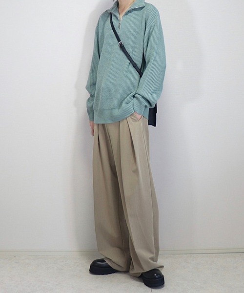 Loose/ルース(ルース)の「シャギー ルーズハーフジップニット(ニット/セーター・メンズ・ブラック/グレイッシュベージュ/マスタード/グレー系その他/ブルー系/チャコールグレー/グレー/ライトグレー/グリーン系/ワインレッド・S/M/L/XS)」の19枚目の写真