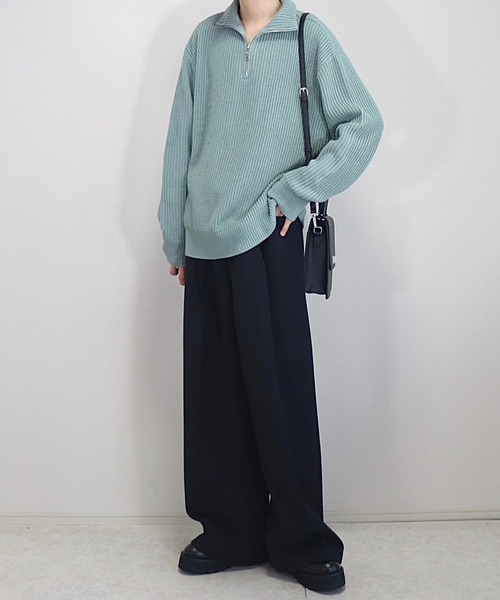 Loose/ルース(ルース)の「シャギー ルーズハーフジップニット(ニット/セーター・メンズ・ブラック/グレイッシュベージュ/マスタード/グレー系その他/ブルー系/チャコールグレー/グレー/ライトグレー/グリーン系/ワインレッド・S/M/L/XS)」の18枚目の写真