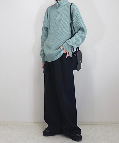 Loose/ルース(ルース)の「シャギー ルーズハーフジップニット(ニット/セーター・メンズ・ブラック/グレイッシュベージュ/マスタード/グレー系その他/ブルー系/チャコールグレー/グレー/ライトグレー/グリーン系/ワインレッド・S/M/L/XS)」の17枚目の写真