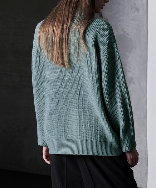 チャンキーニット ハーフジップセーター - ブラック