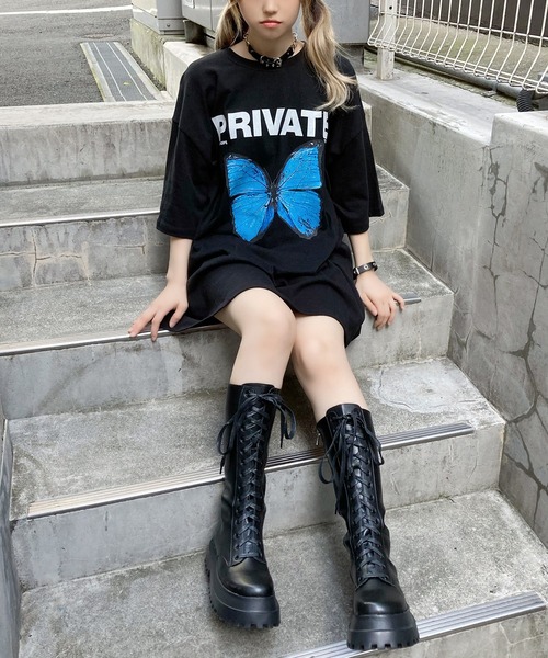 Figments（フィグメンツ）の「バタフライTシャツ（Tシャツ/カットソー・レディース・ホワイト/ブラック・FREE）」の8枚目の写真