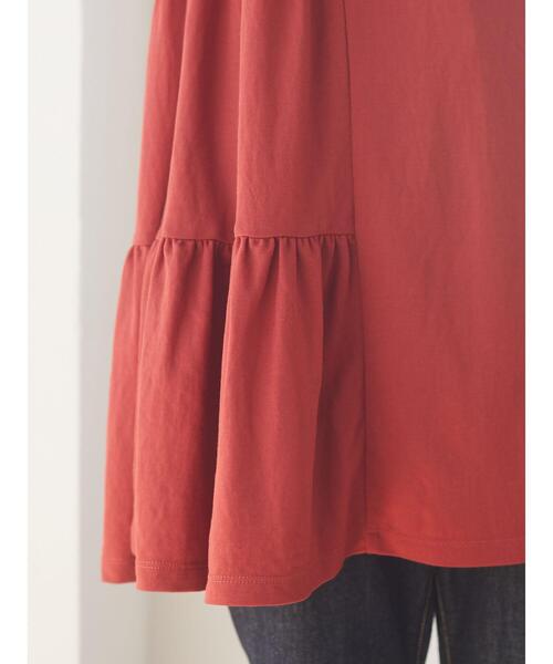 Green　Parks（グリーンパークス）の「ティアード5分袖カットチュニック＊（Tシャツ/カットソー・レディース・ダークグレー/レッド・FREE）」の16枚目の写真