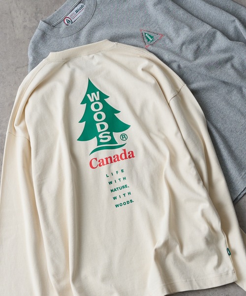Woods（ウッズ）の「【WOODS / ウッズ】スーパーヘビープリントロングTシャツ（Tシャツ/カットソー・メンズ・ライトグレー/ブラック/アイボリー・M/L）」の2枚目の写真