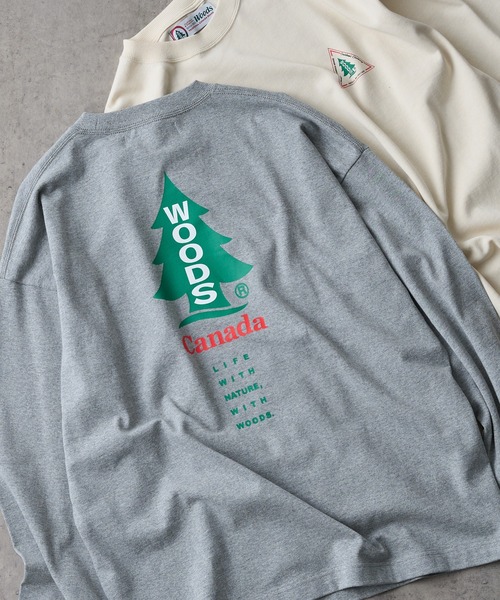 Woods（ウッズ）の「【WOODS / ウッズ】スーパーヘビープリントロングTシャツ（Tシャツ/カットソー・メンズ・ライトグレー/ブラック/アイボリー・M/L）」の3枚目の写真