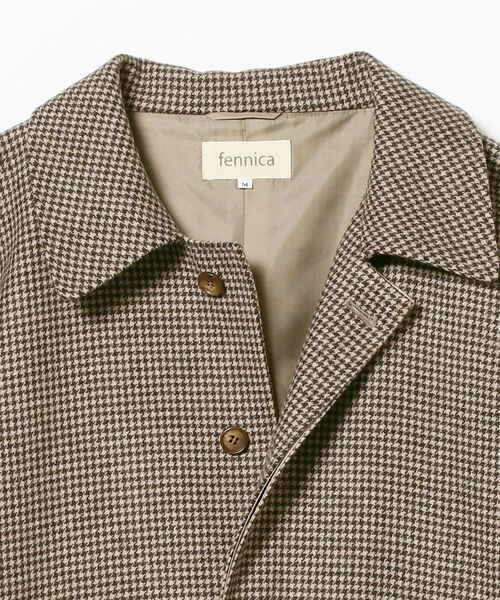fennica（フェニカ）の「粟野商事 × fennica / 別注 角袖 着物コート 先染フラノチドリ（その他アウター・メンズ・ブラウン・LARGE/MEDIUM）」の6枚目の写真