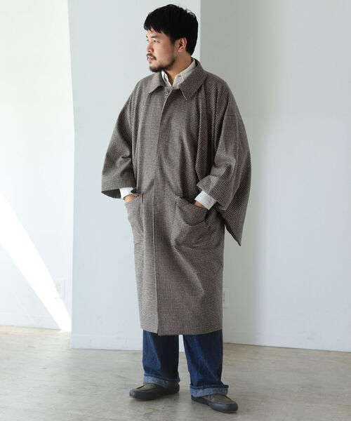 fennica（フェニカ）の「粟野商事 × fennica / 別注 角袖 着物コート 先染フラノチドリ（その他アウター・メンズ・ブラウン・LARGE/MEDIUM）」の12枚目の写真