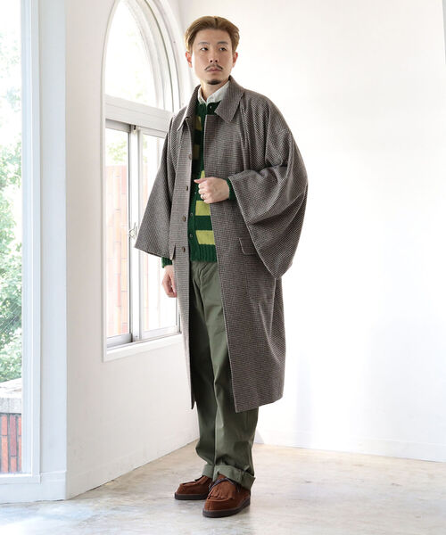 粟野商事 × fennica / 別注 角袖 着物コート 先染フラノチドリ（その他