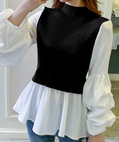 MAISON BREEZE（メゾンブリーズ）の「【MAISON BREEZE】シャツ＊ニットベスト ツーピース KNF（ニット/セーター・レディース・ブラック/ブラウン・FREE）」の5枚目の写真