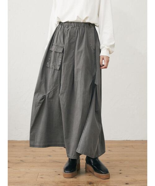 Green　Parks（グリーンパークス）の「ピグメントギャザースカート＊（スカート・レディース・チャコールグレー/ベージュ・FREE）」の13枚目の写真