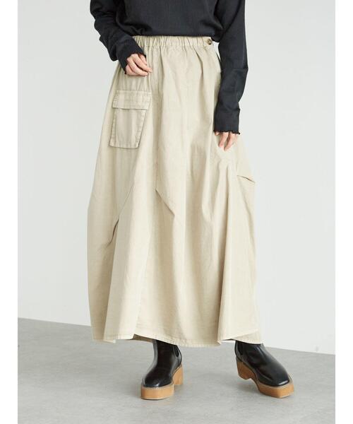 Green　Parks（グリーンパークス）の「ピグメントギャザースカート＊（スカート・レディース・チャコールグレー/ベージュ・FREE）」の17枚目の写真