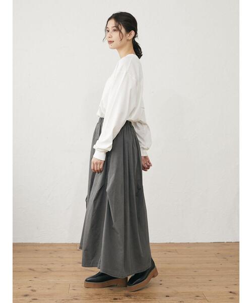 Green　Parks（グリーンパークス）の「ピグメントギャザースカート＊（スカート・レディース・チャコールグレー/ベージュ・FREE）」の8枚目の写真