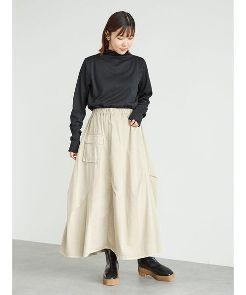 Green　Parks（グリーンパークス）の「ピグメントギャザースカート＊（スカート・レディース・チャコールグレー/ベージュ・FREE）」の3枚目の写真