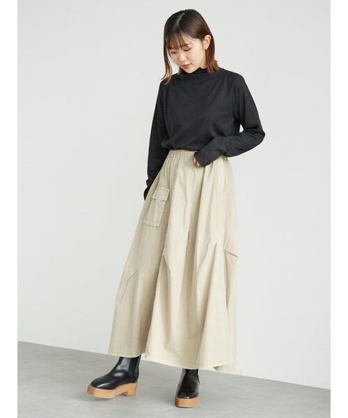 Green　Parks（グリーンパークス）の「ピグメントギャザースカート＊（スカート・レディース・チャコールグレー/ベージュ・FREE）」の14枚目の写真