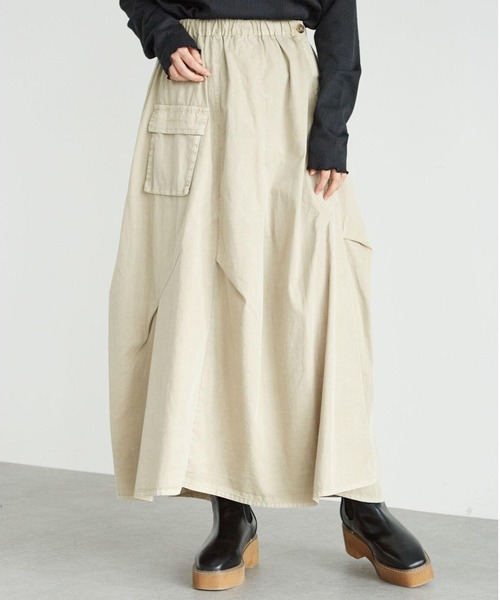 Green　Parks（グリーンパークス）の「ピグメントギャザースカート＊（スカート・レディース・チャコールグレー/ベージュ・FREE）」の2枚目の写真