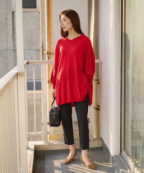 RIVE DROITE（リヴドロワ）の「《2サイズ展開》シーズンレスで活躍する　イージーケアインスリットパンツ（その他パンツ・レディース・ブラック/ベージュ/ボルドー・38/36）」の8枚目の写真