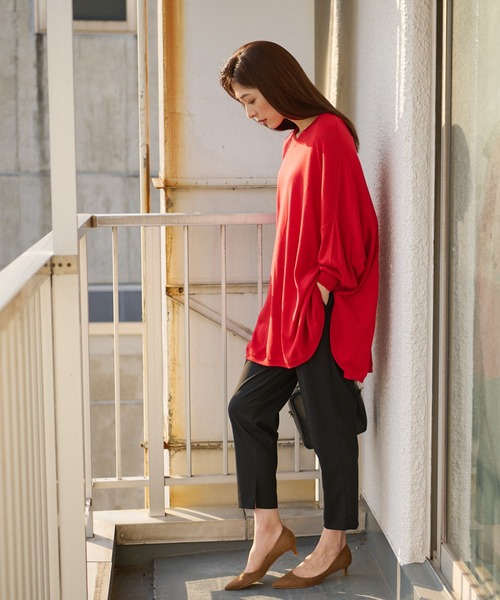 RIVE DROITE（リヴドロワ）の「《2サイズ展開》シーズンレスで活躍する　イージーケアインスリットパンツ（その他パンツ・レディース・ブラック/ベージュ/ボルドー・38/36）」の9枚目の写真